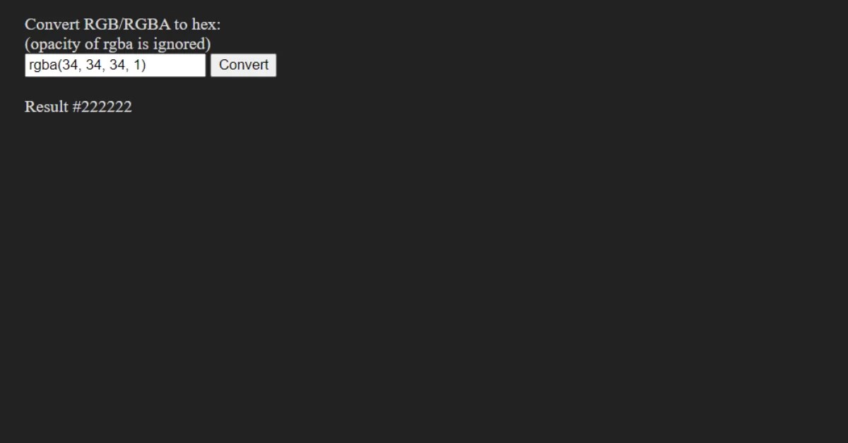 RGB to hex and hex to RGB Converter using JavaScript