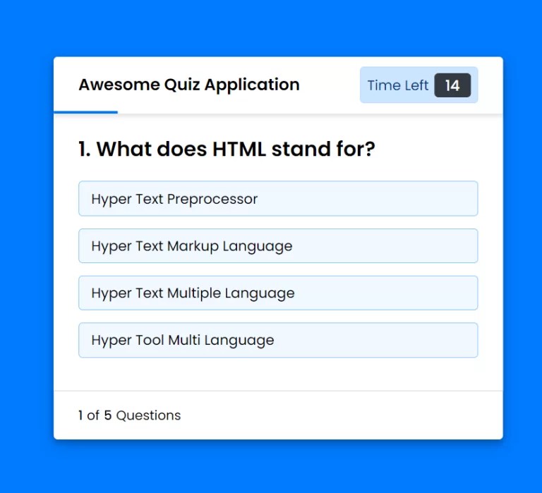 Build Quiz App With Timer Using HTML,CSS & JavaScript Code
