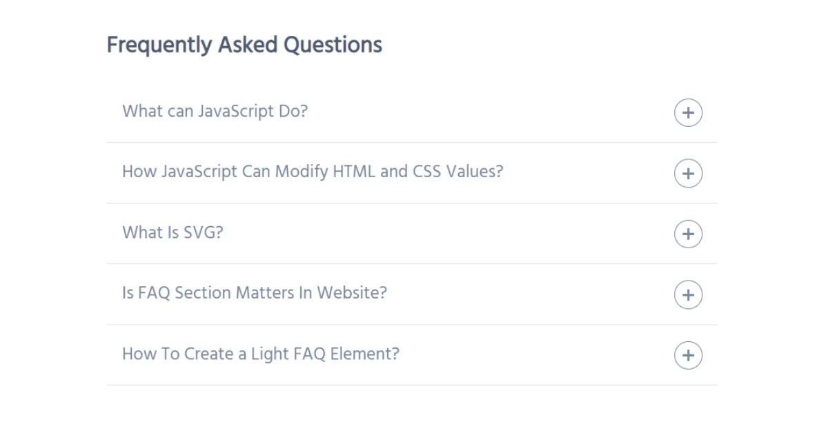 Create a FAQ Section using HTML ,CSS & JavaScript