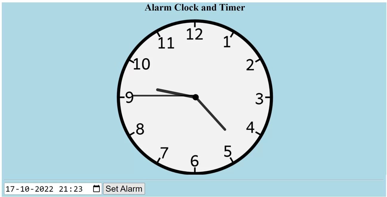 How To Create An Alarm Clock Using HTML, CSS, & JavaScript?