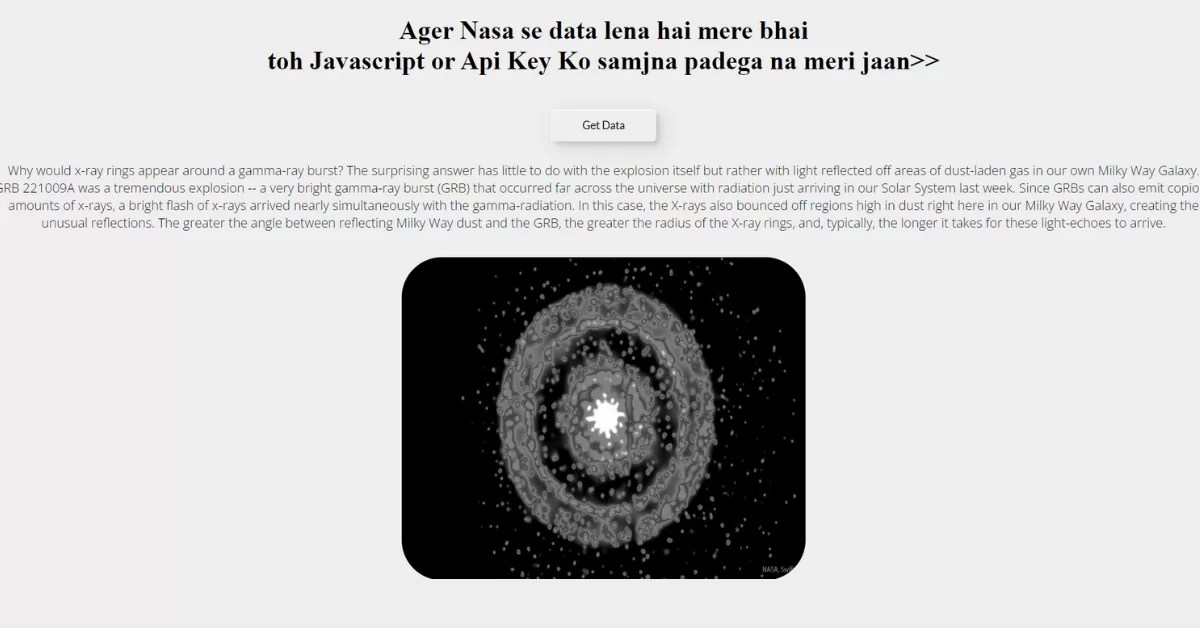 How to get data from NASA using NASA API JavaScript
