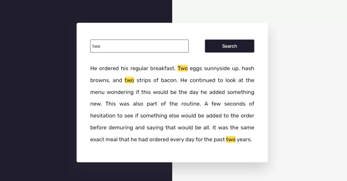 Search Keyword Highlighting Text Using JavaScript
