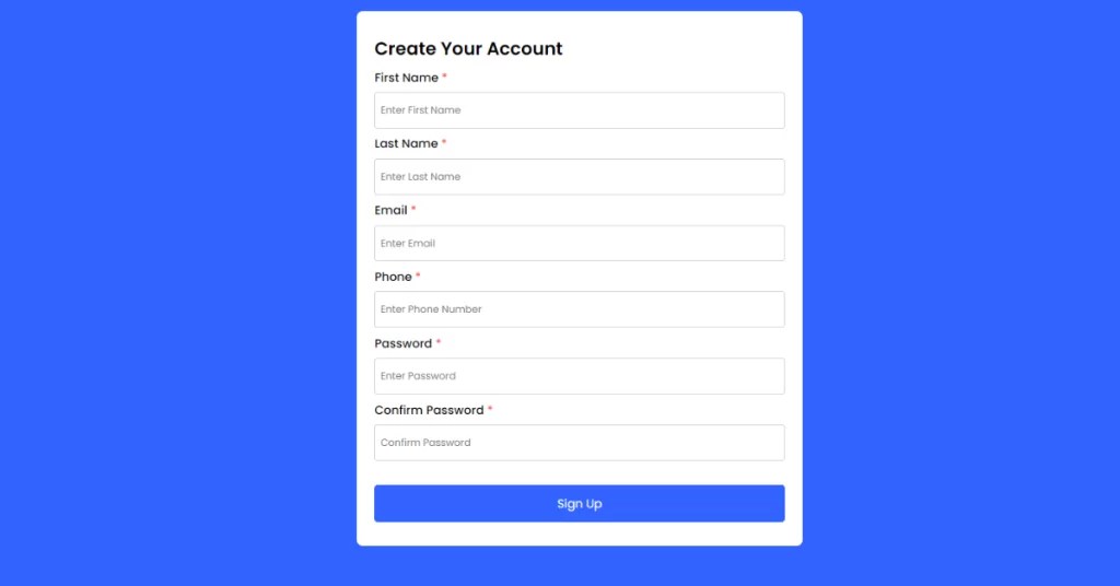 Form Validation using HTML, CSS & JavaScript