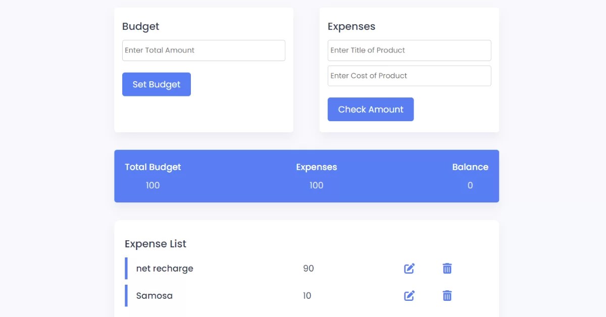 Budget App using HTML, CSS & JavaScript (Source Code)
