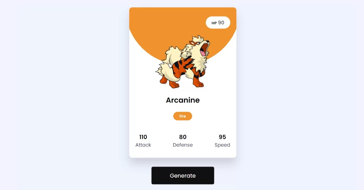 Pokemon Card Generator using CSS and JavaScript