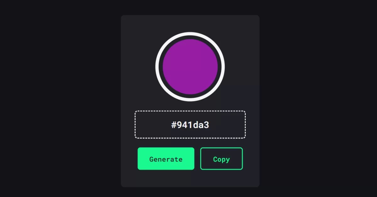 Random Hex Color Code Generator JavaScript Project