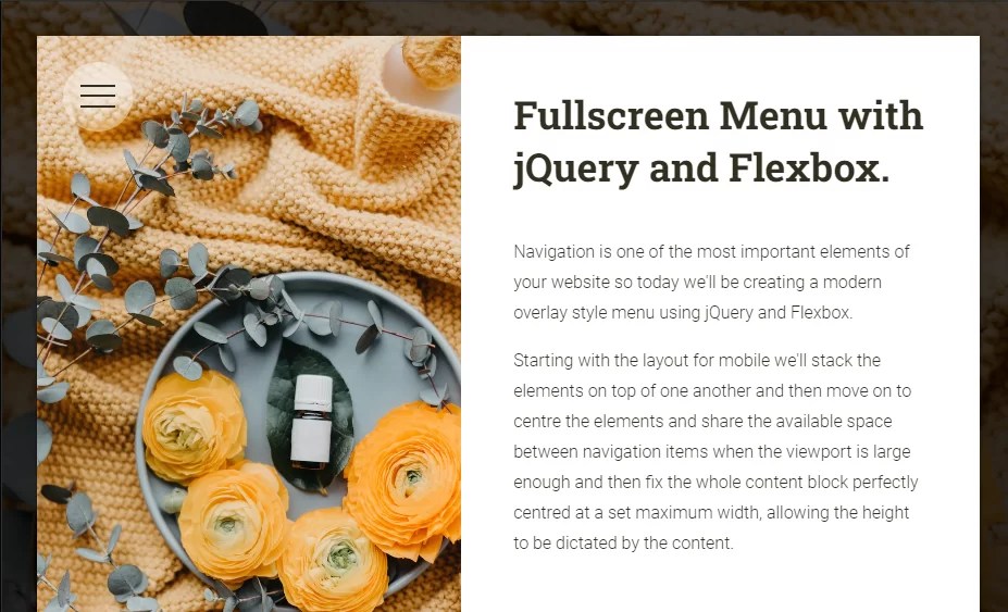 14 jQuery Fullscreen Menus ( Free Code + Demo )