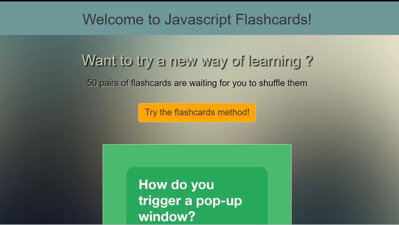 Flashcards Using HTML and JavaScript With Code