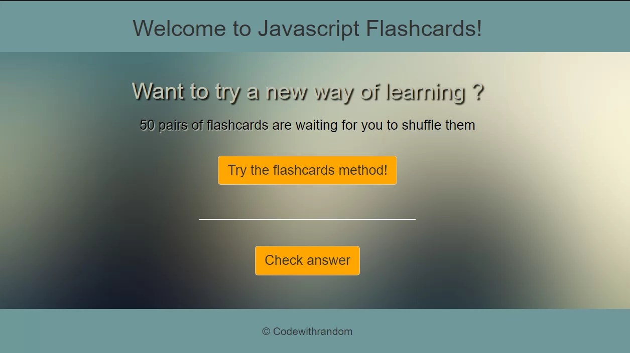 Flashcards Using HTML and JavaScript With Code
