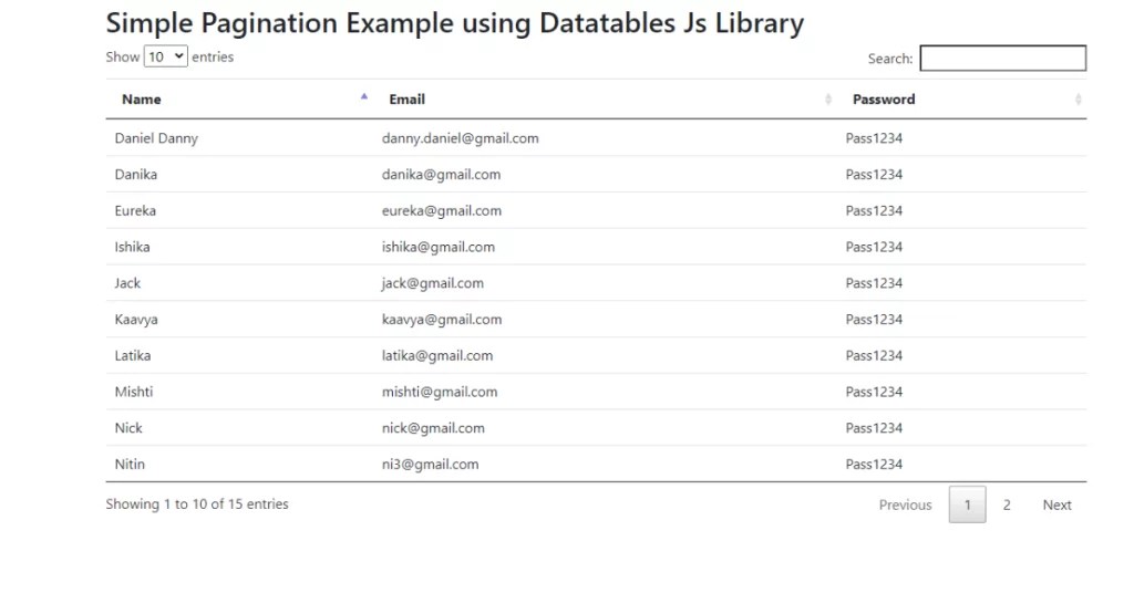 How to create Table Pagination Using HTML