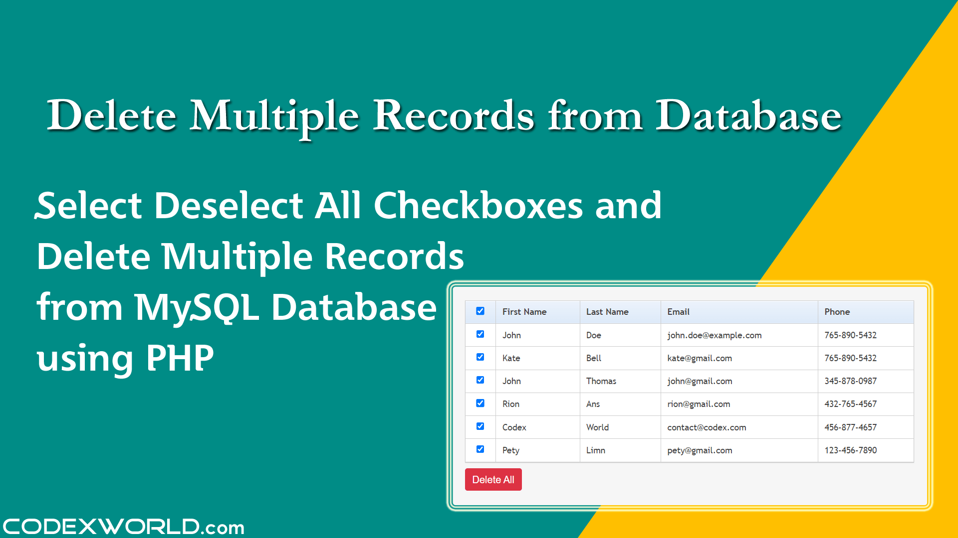 Delete Multiple Records from MySQL Database in PHP CodexWorld