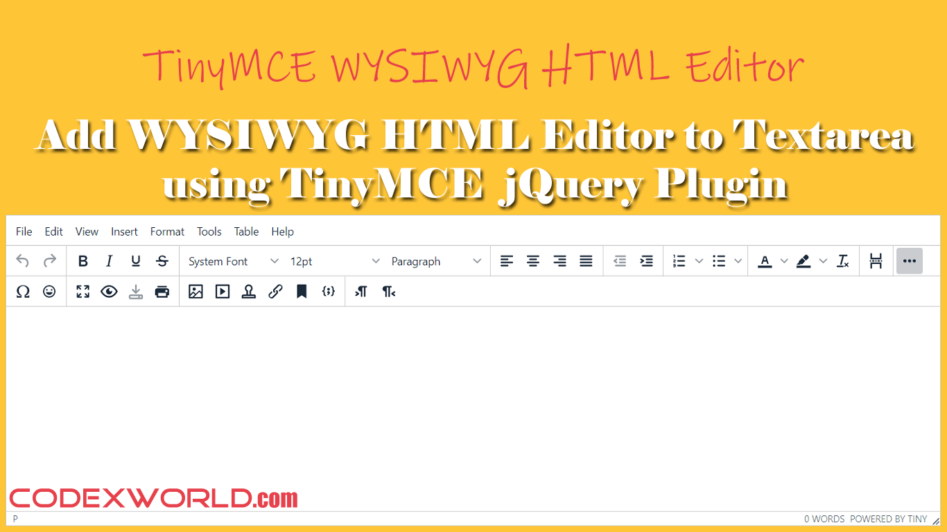 Add WYSIWYG HTML Editor to Textarea on Your site CodexWorld