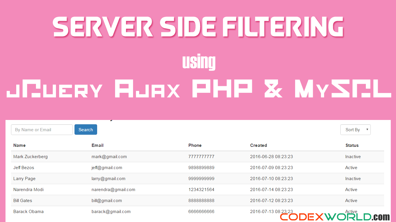 Server Side Filtering using jQuery Ajax PHP and MySQL CodexWorld