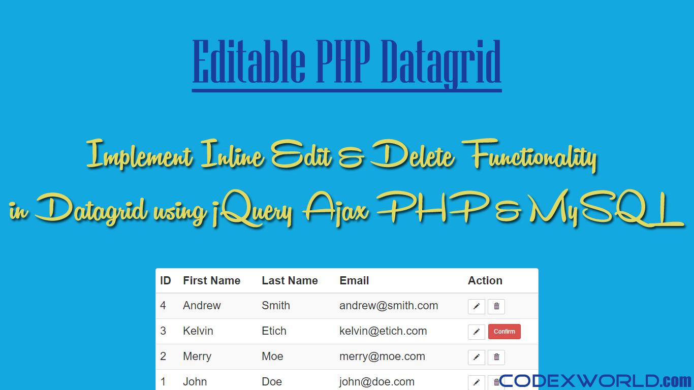 Inline Table Editing using jQuery Ajax PHP and MySQL - CodexWorld