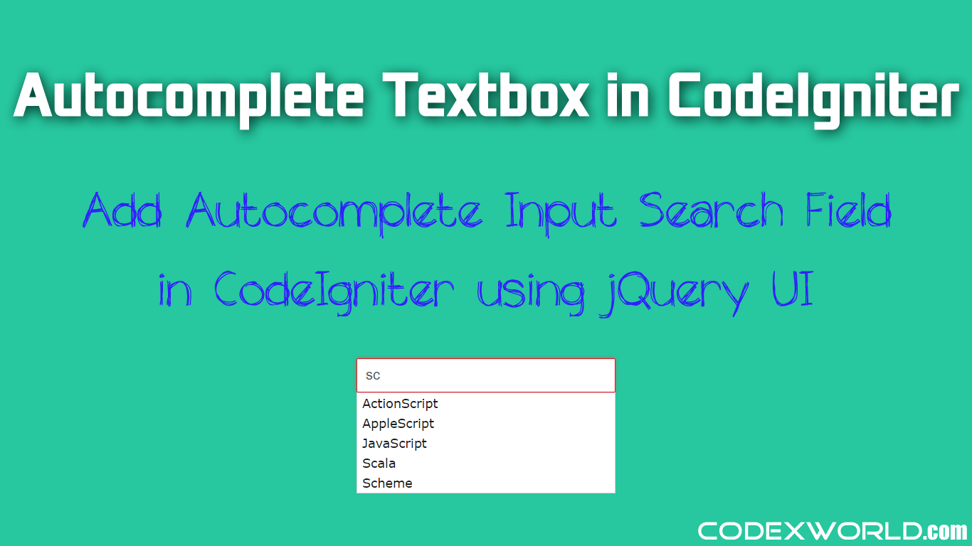 Textbox in CodeIgniter using jQuery UI CodexWorld