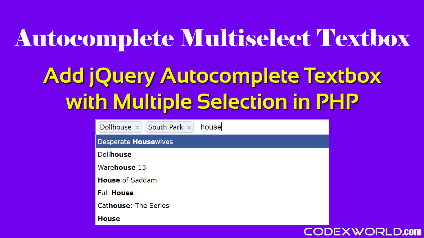 Textbox with Multiple Selection using jQuery in PHP