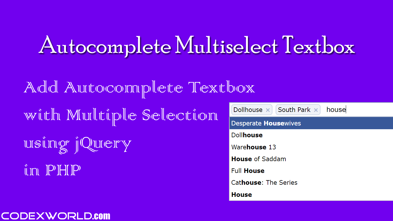 Textbox with Multiple Selection using jQuery in PHP