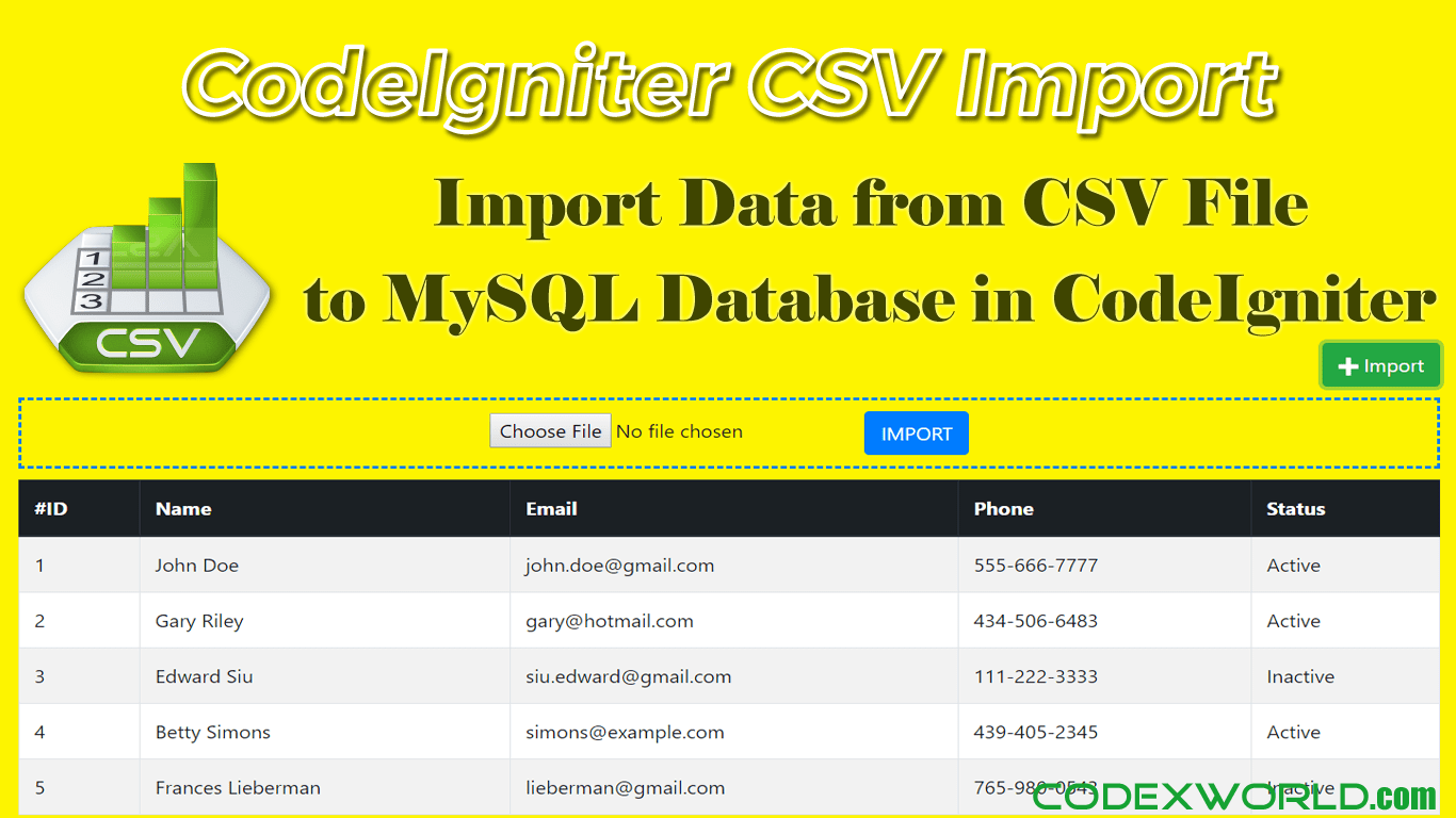 Import CSV File Data into MySQL Database in CodeIgniter CodexWorld