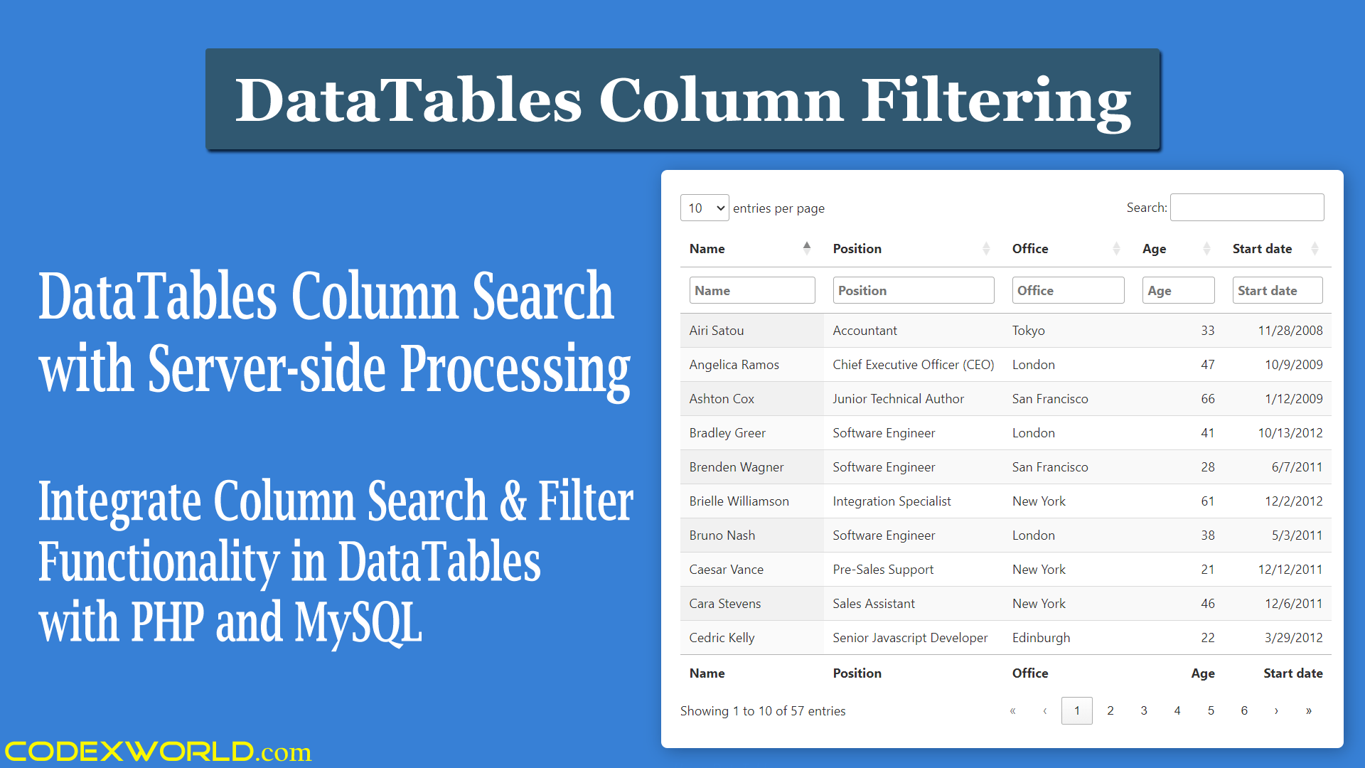 DataTables Column Filtering with Serverside Processing using PHP