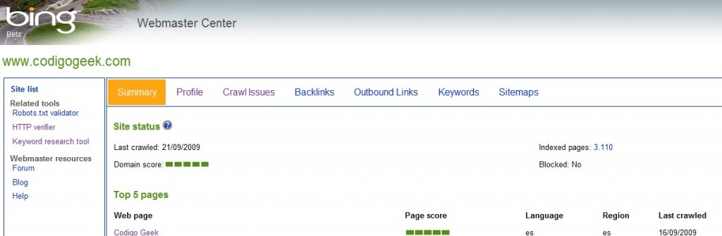 Bing webmaster Tools Codigo Geek Bing webmaster Tools Codigo Geek