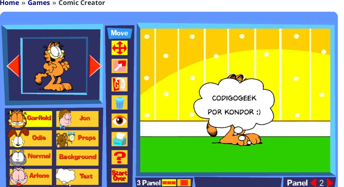 Garfield Comic Creator, crear una tira cómica personal con Garfield