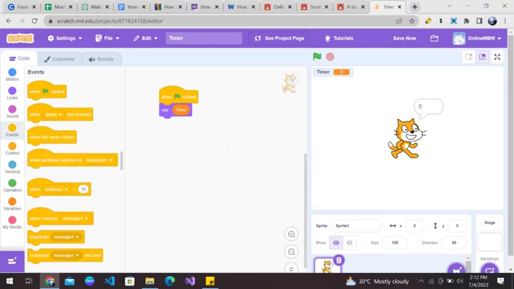 Create a Timer in Scratch
