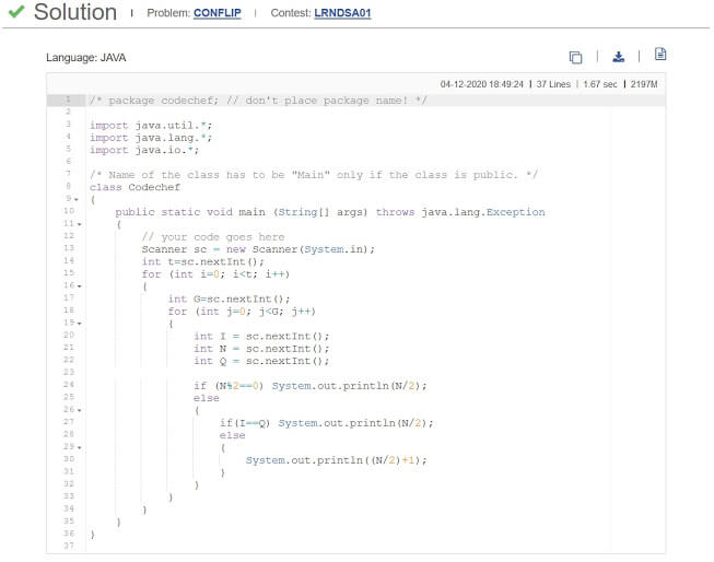 Coin Flip CodeChef Solution CodingBroz