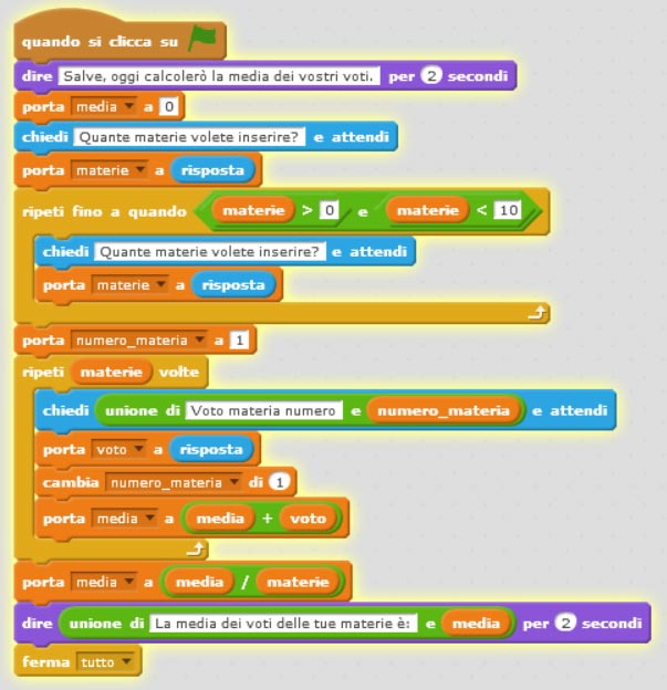 Media di N numeri con scratch, calcolo della media