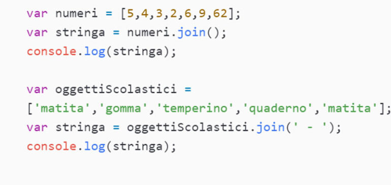 join JavaScript, convertire array in stringa JavaScript