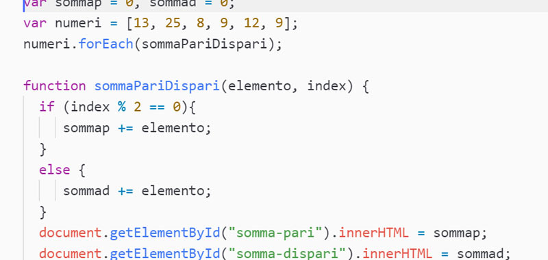 forEach JavaScript, ciclo su array, metodo forEach