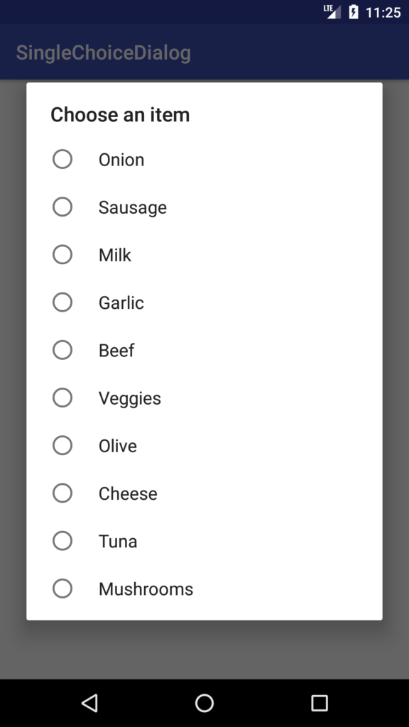 Android alertdialog single choice tutorial Coding Demos