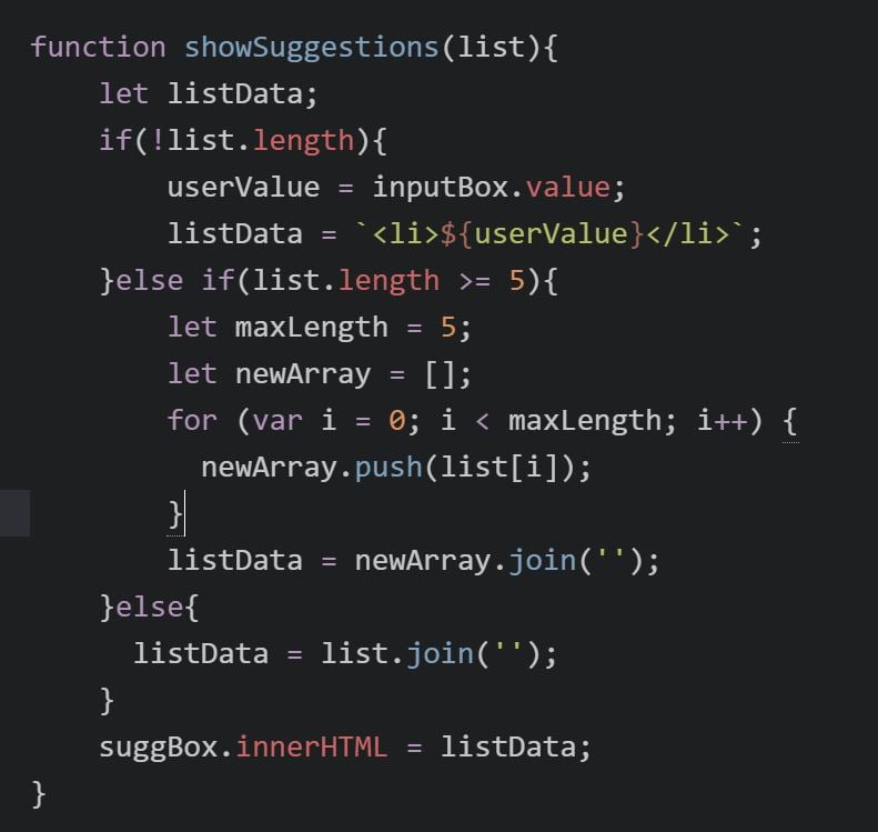 Search Bar with Search Suggestions in JavaScript