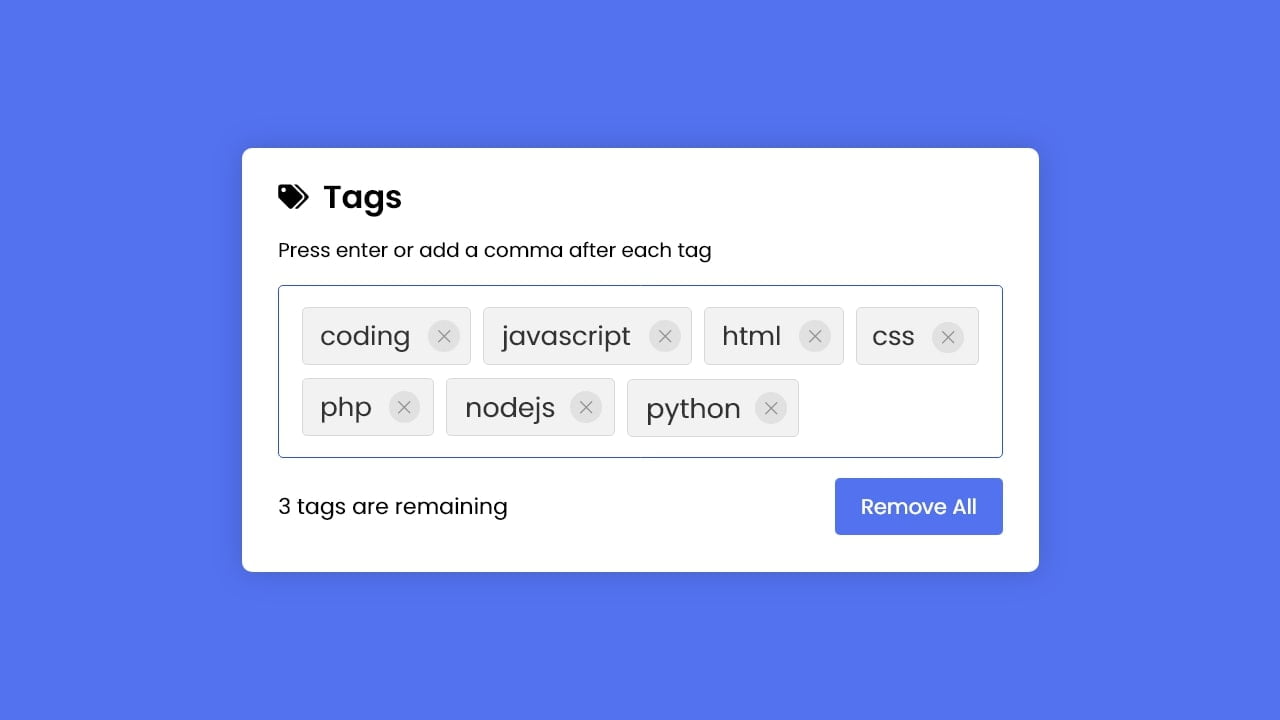 Add Tags Input Box in HTML CSS & JavaScript