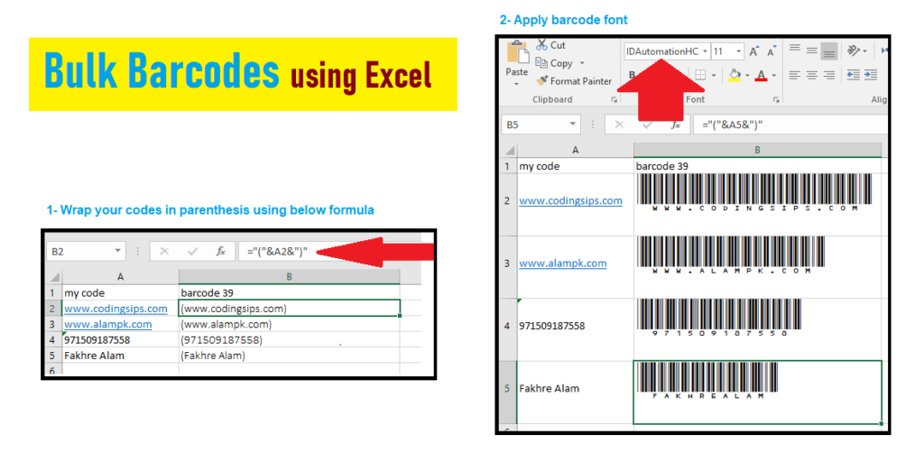 Generate bulk barcode in Excel Coding Sips