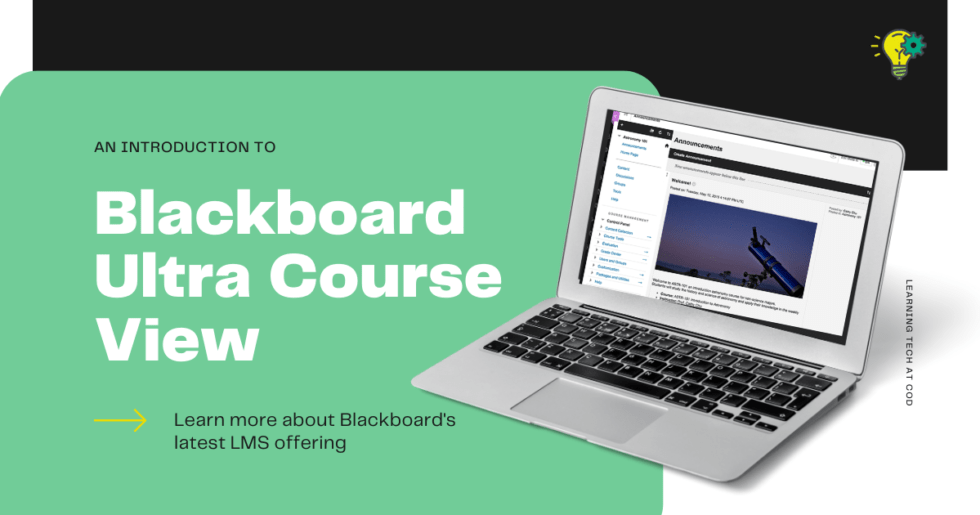 Blackboard Ultra Course View An Introduction Learning Technologies