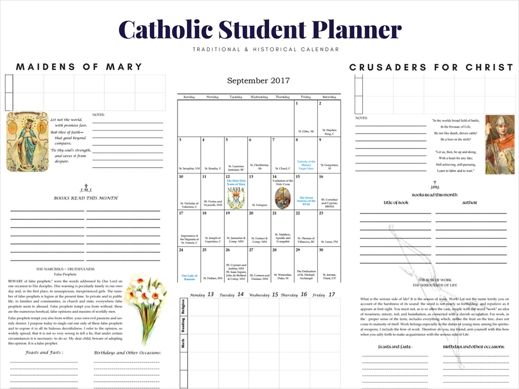Free Printable Catholic Student Planner Template