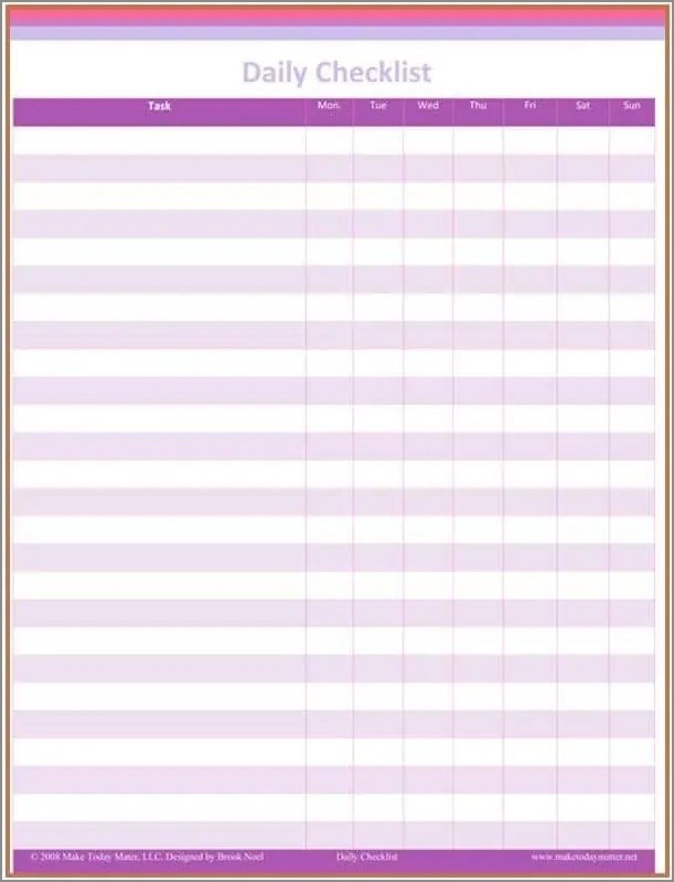 Free Printable Daily Checklist Template