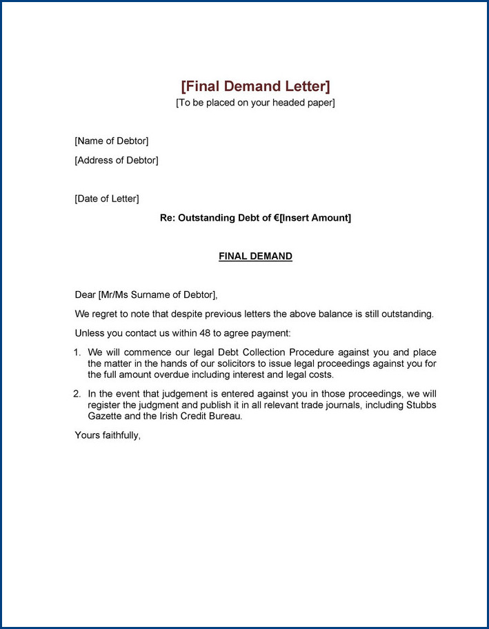 Demand Letter for Payment Template