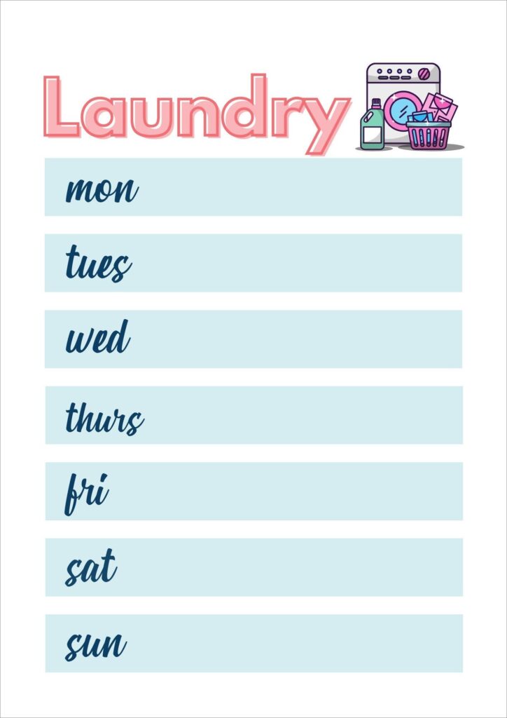 Printable Laundry Schedule Template