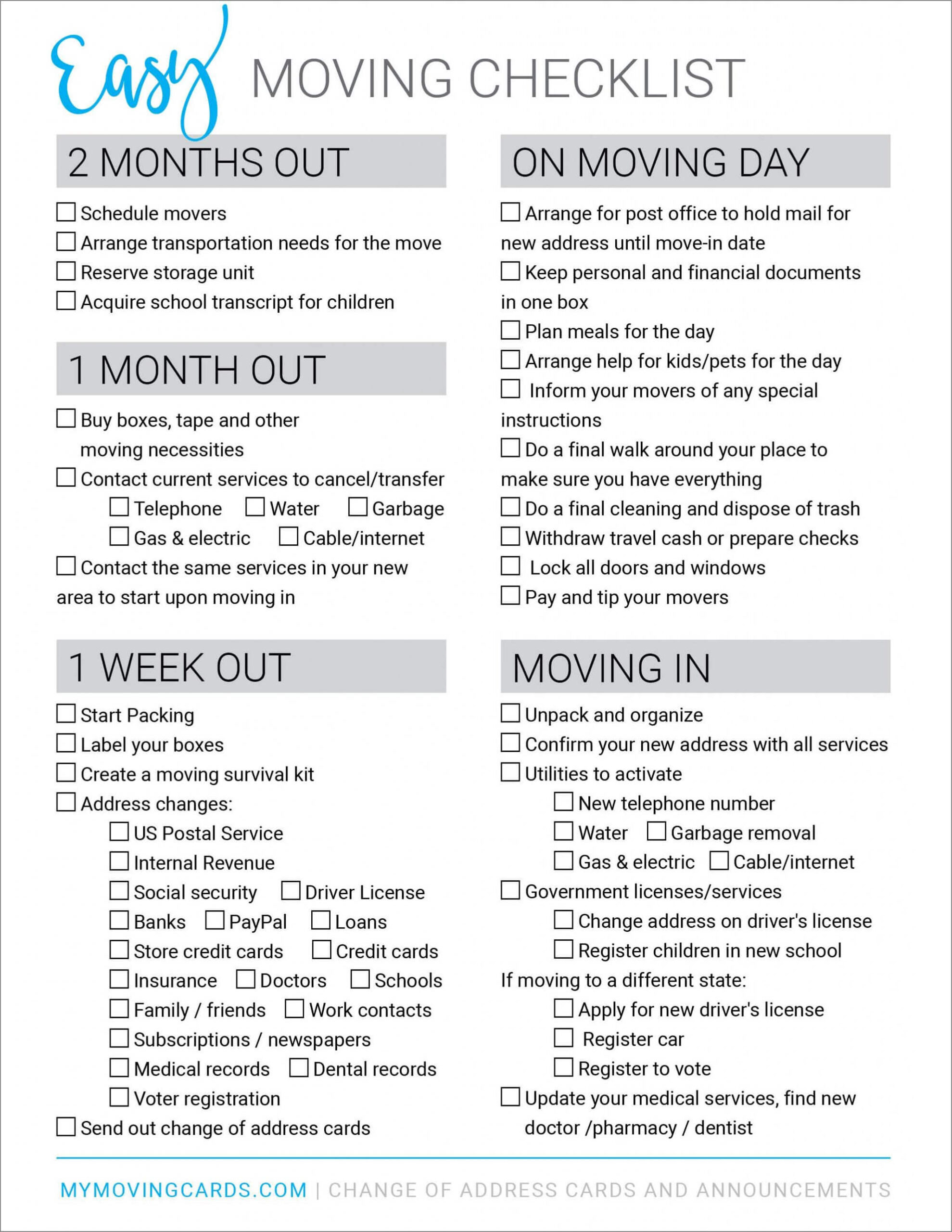 Free Printable Moving Packing List Template(05)