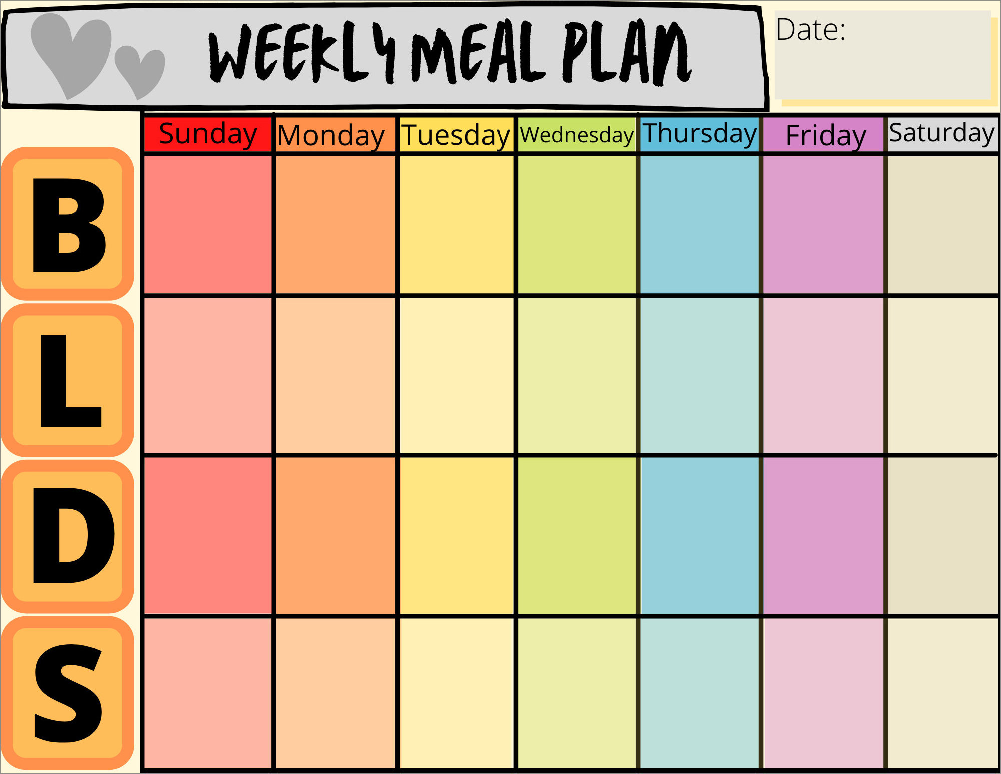 Free Printable Weekly Food Schedule Template