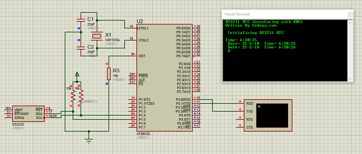 Using Real Time Clock (RTC) DS3231 with 8051 Microcontroller Codrey