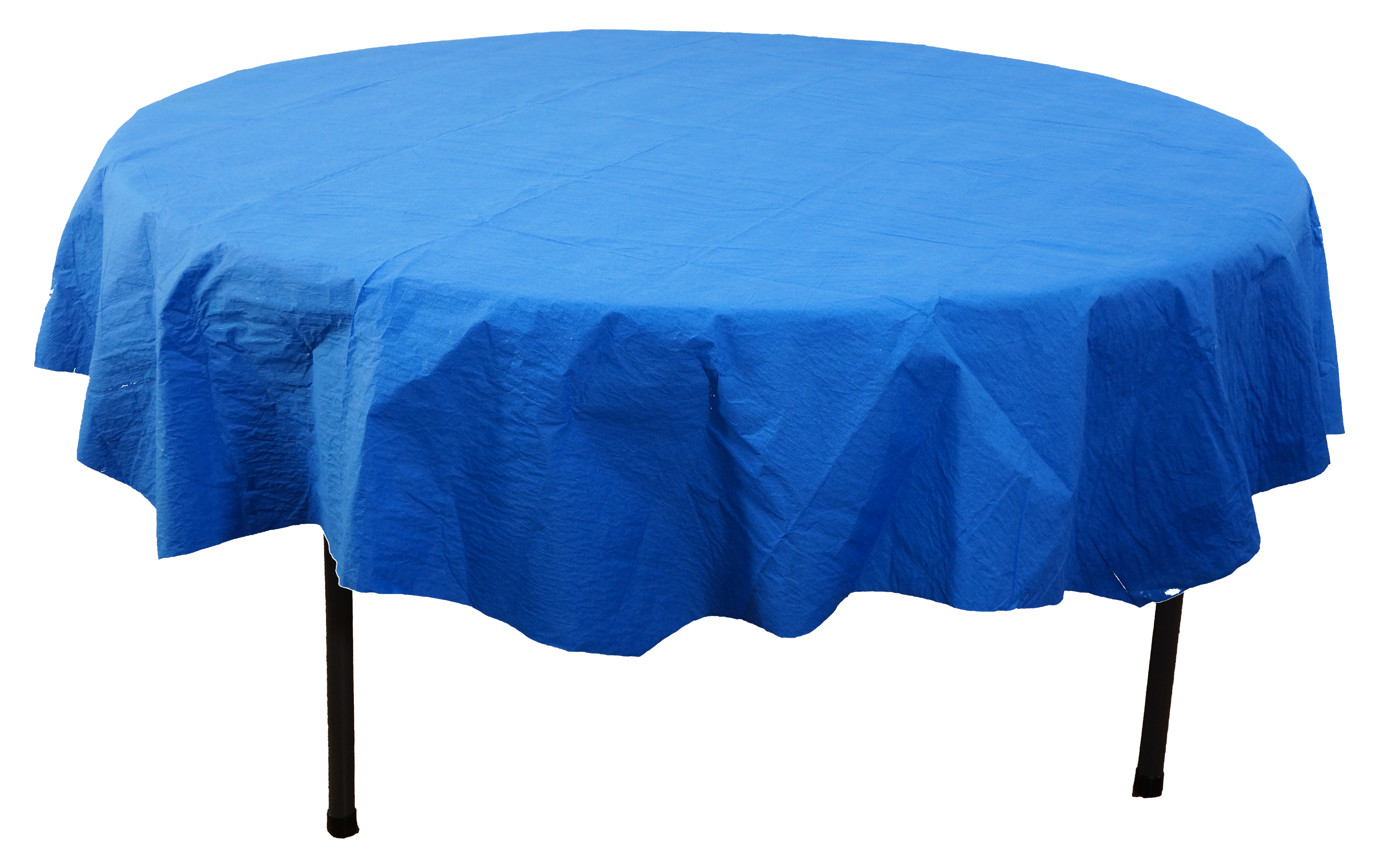 royal blue Plastic backed paper lined tablecloths 54" x 108" black