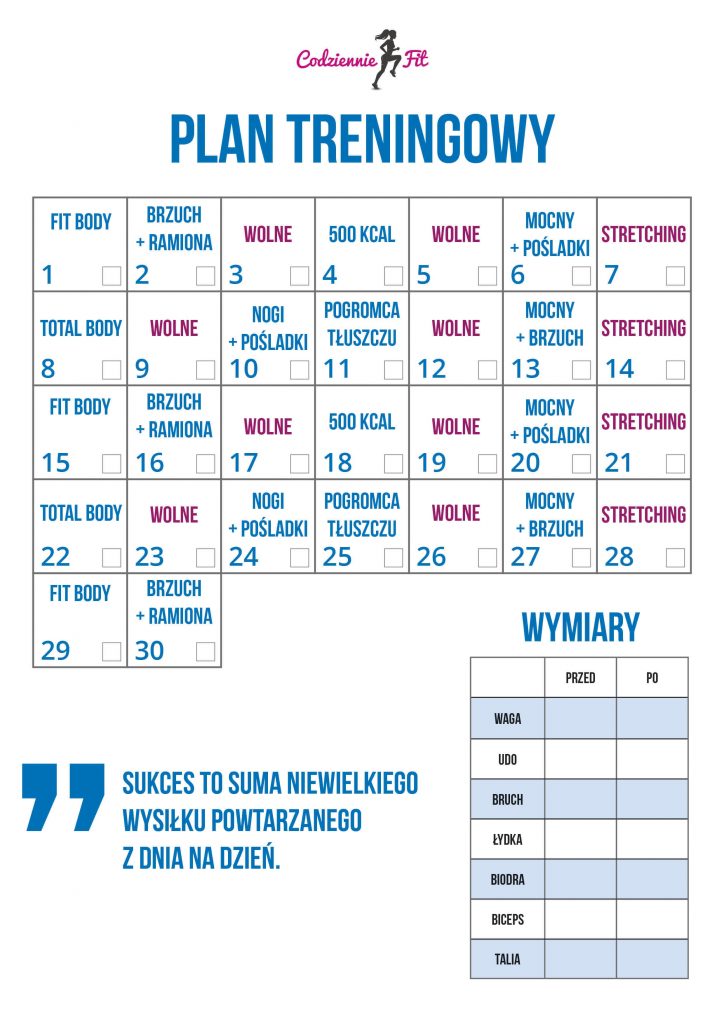 Plan treningowy w domu (darmowy) pobierz i ćwicz!