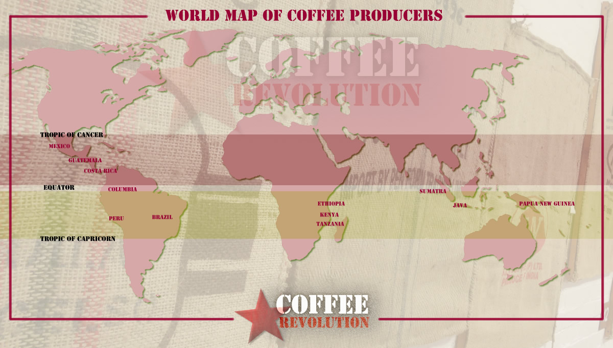 Coffee growing regions and tasting notes