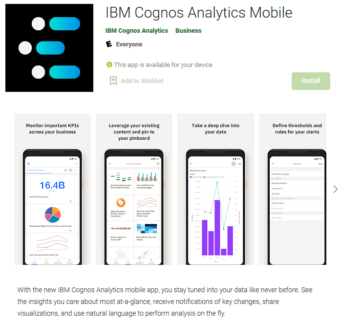 Download Cognos Analytics Mobile App für Android im Playstore