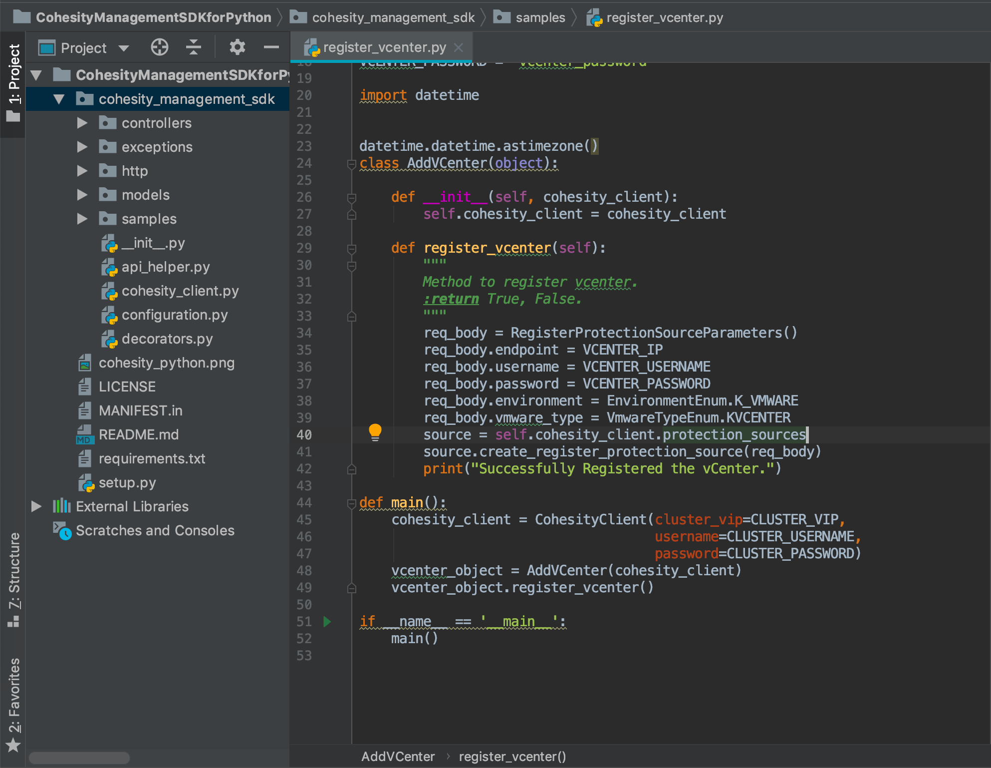 API Integrations Cohesity Management SDK for Python Cohesity