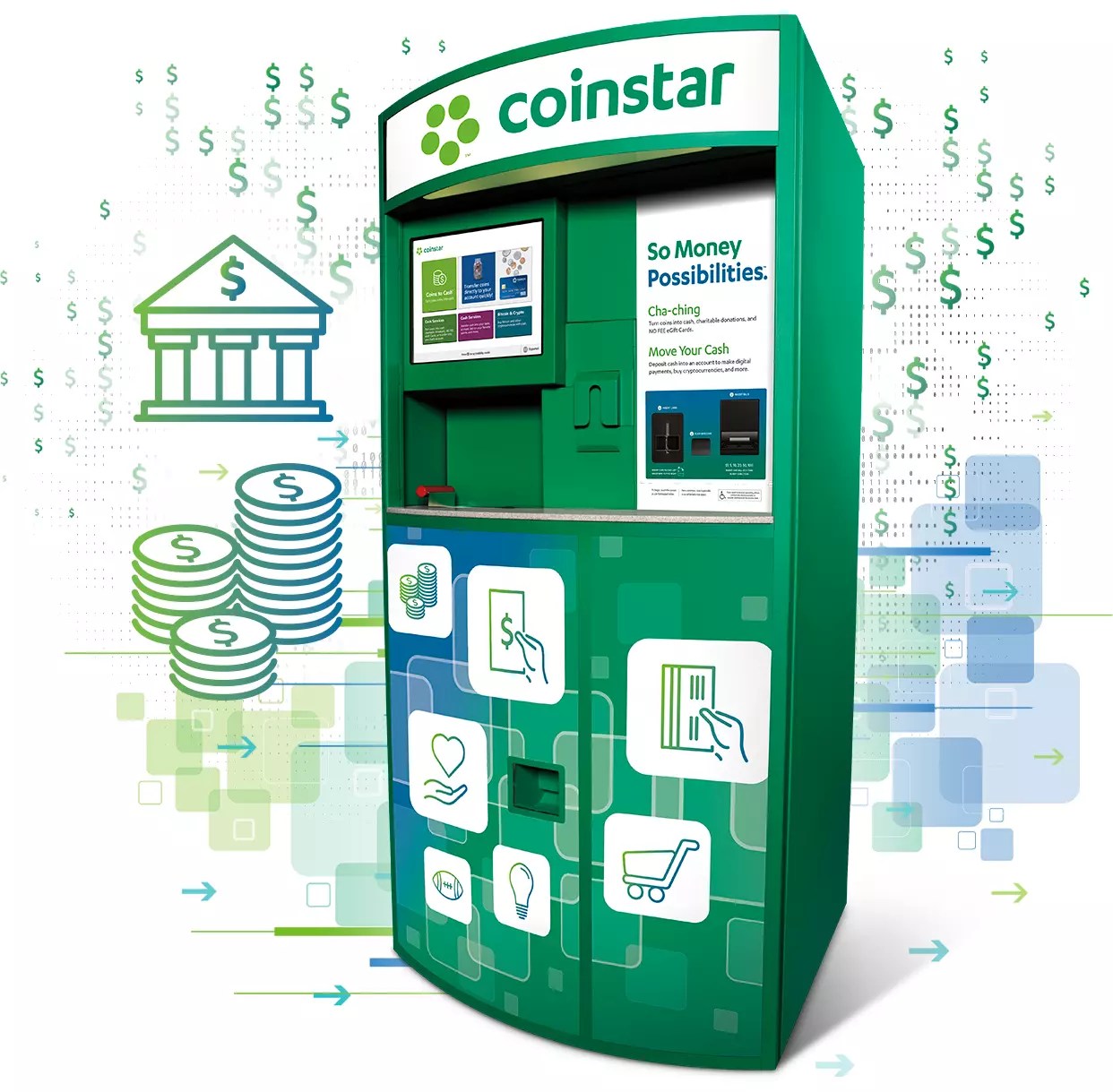 Cash in coins at Coinstar.