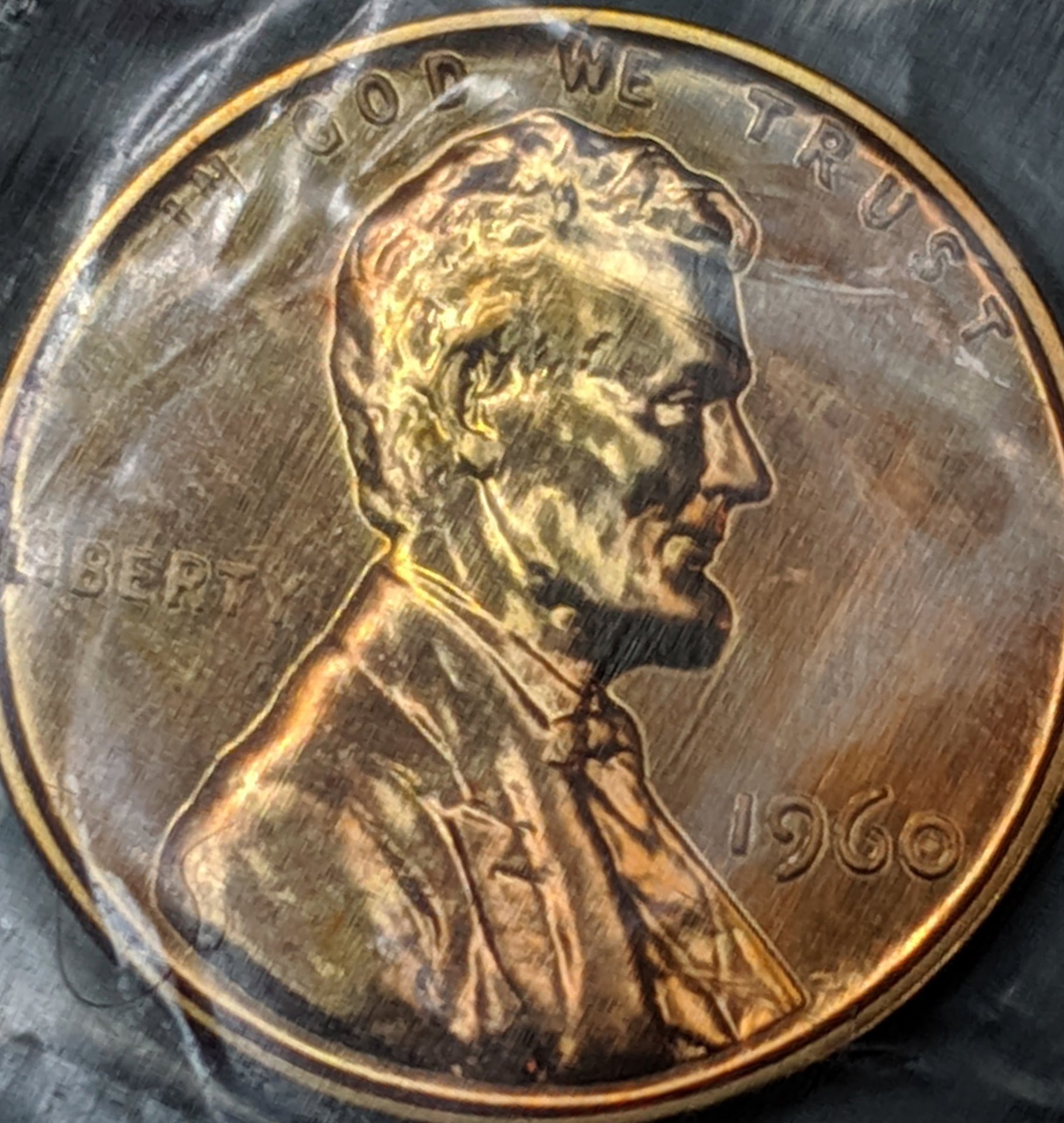 1960 proof set penny has lettering/date camo? on one side Coin Talk