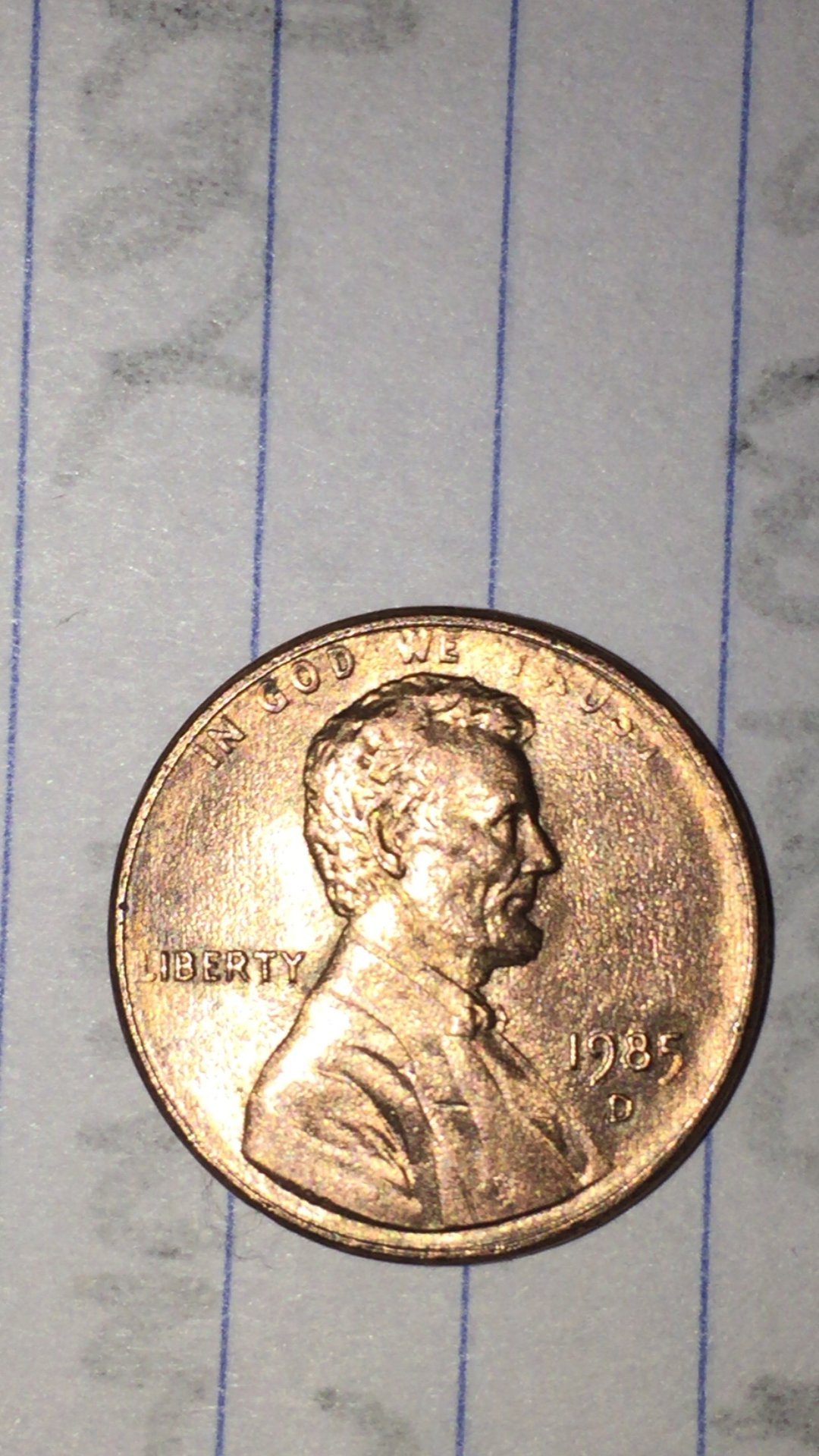 1985 D Lincoln Penny wide "A M" Coin Talk